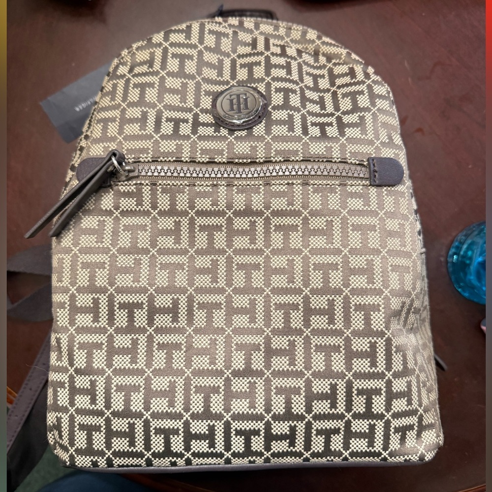 Tommy Hilfiger Beige and Brown Backpack